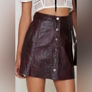 Blank NYC Maroon Faux Leather Skirt